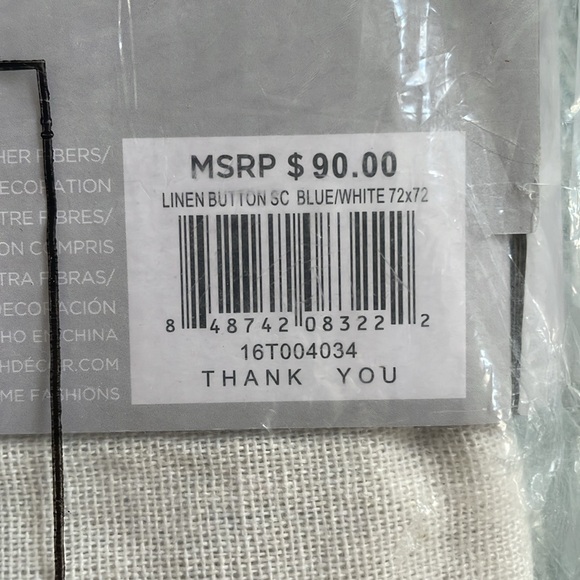 Lush Decor Linen Button Shower Curtain, 72" x 72", Blue & Off-White - Picture 5 of 5